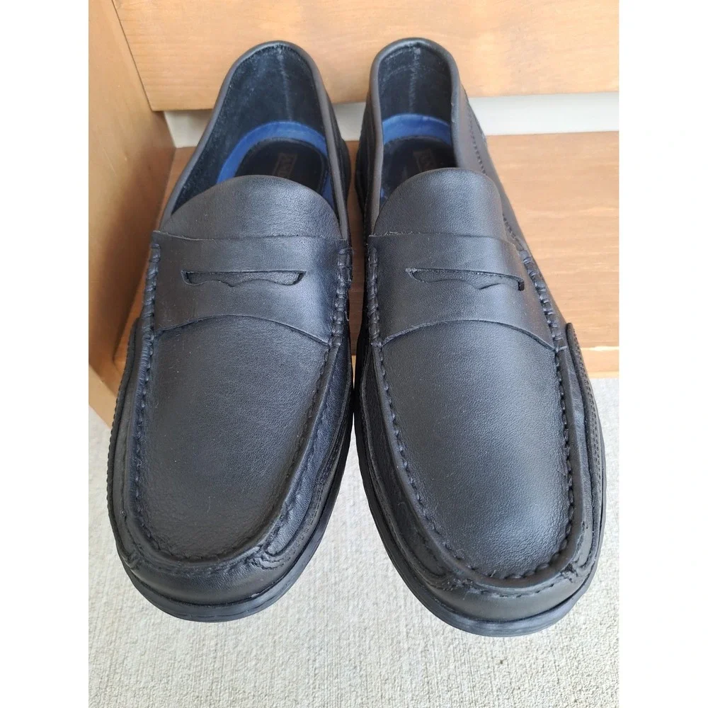 LANDS'END Men's Black Leather Classic Penny Loafers Slip-On Comfort Shoes 9D New